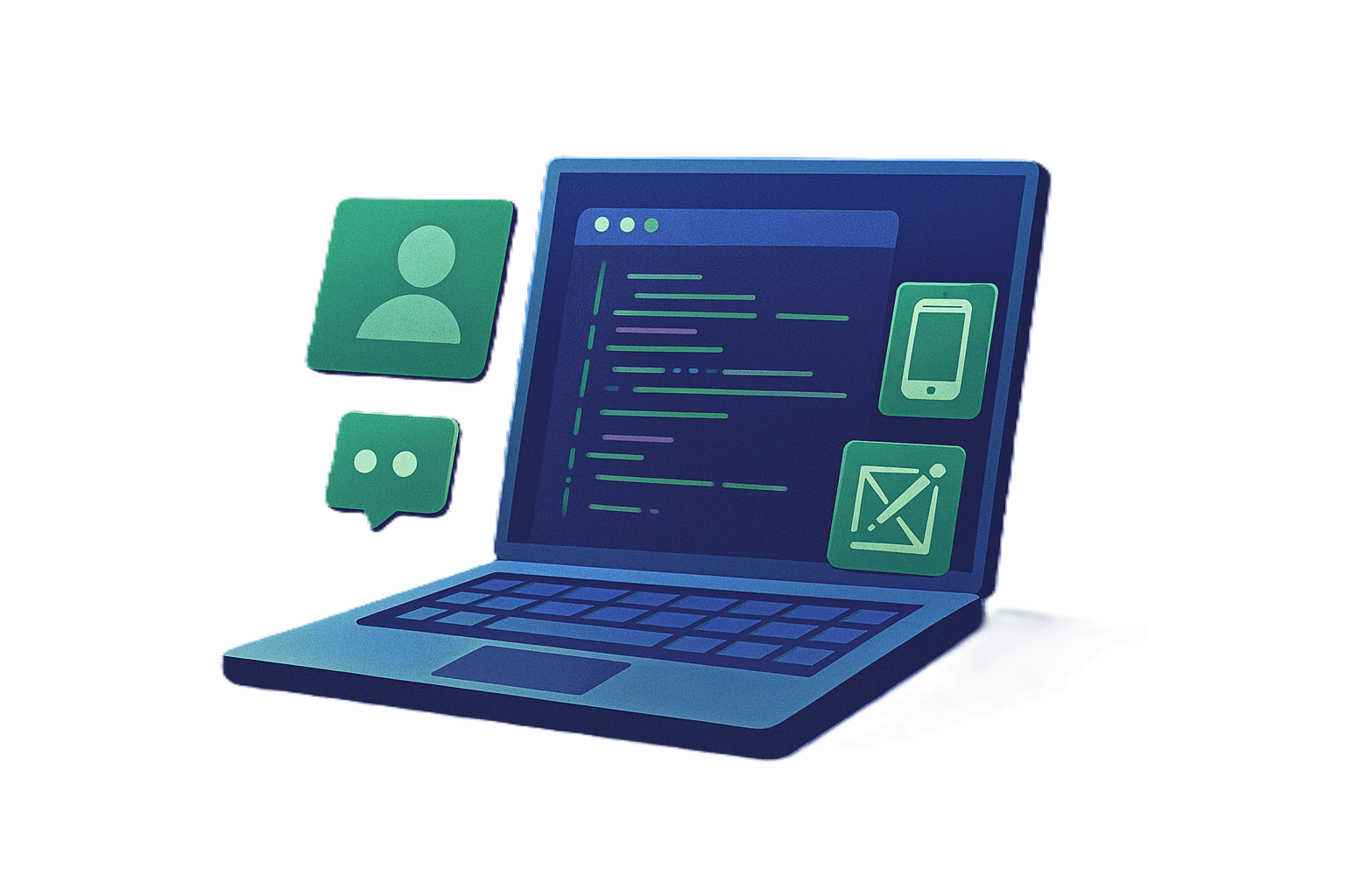 Ilustración de desarrollo de software